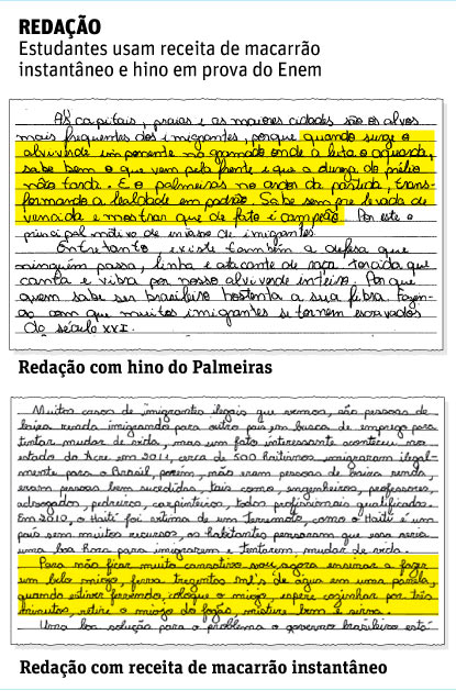 Folha de redação do enem